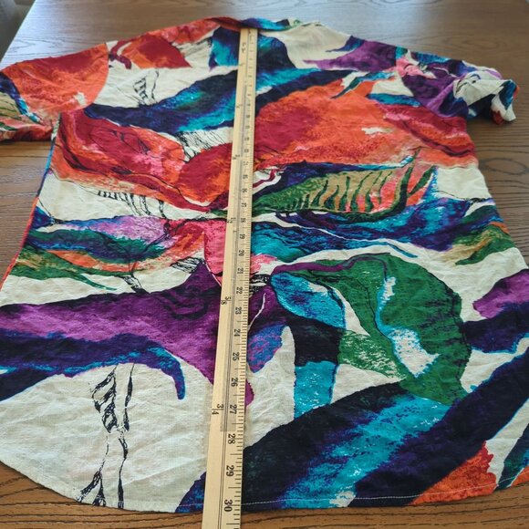 JOGAL Shirt size Large short sleeve Colorful Abstract Print Button-Up - Picture 11 of 11